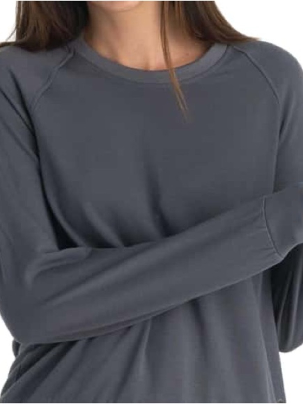 Free Fly Apparel Women's Bamboo Lightweight Fleece Crew in Storm Cloud Size M - Picture 3 of 3